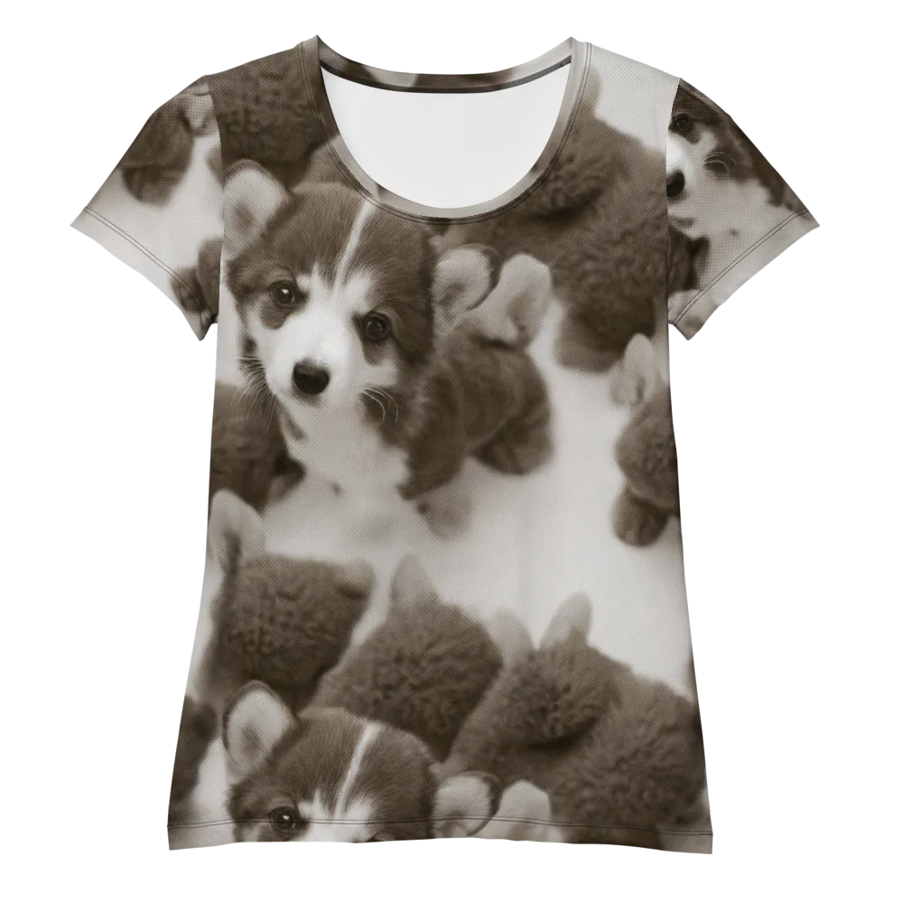 Sepia Puppy Parade on Women's Athletic T-Shirt — Front