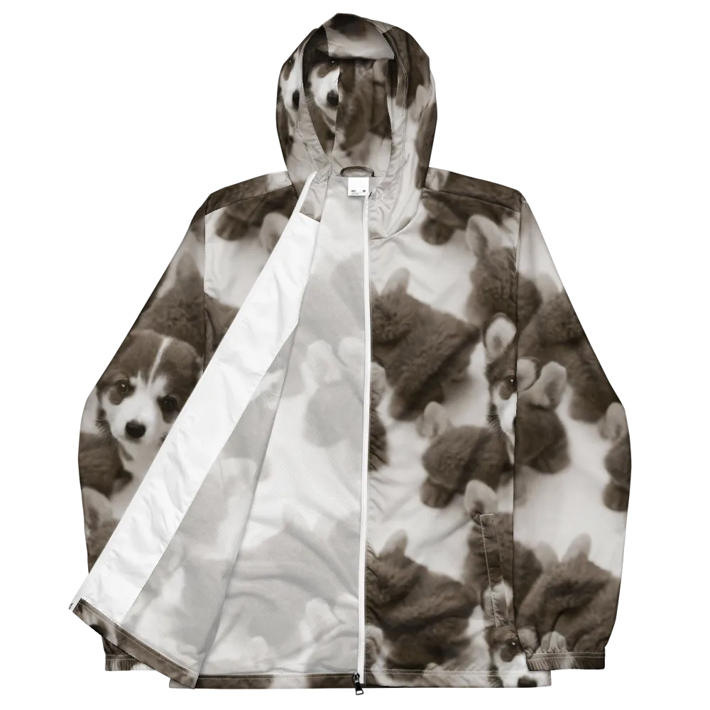 Sepia Puppy Parade on Men's Windbreaker — Front