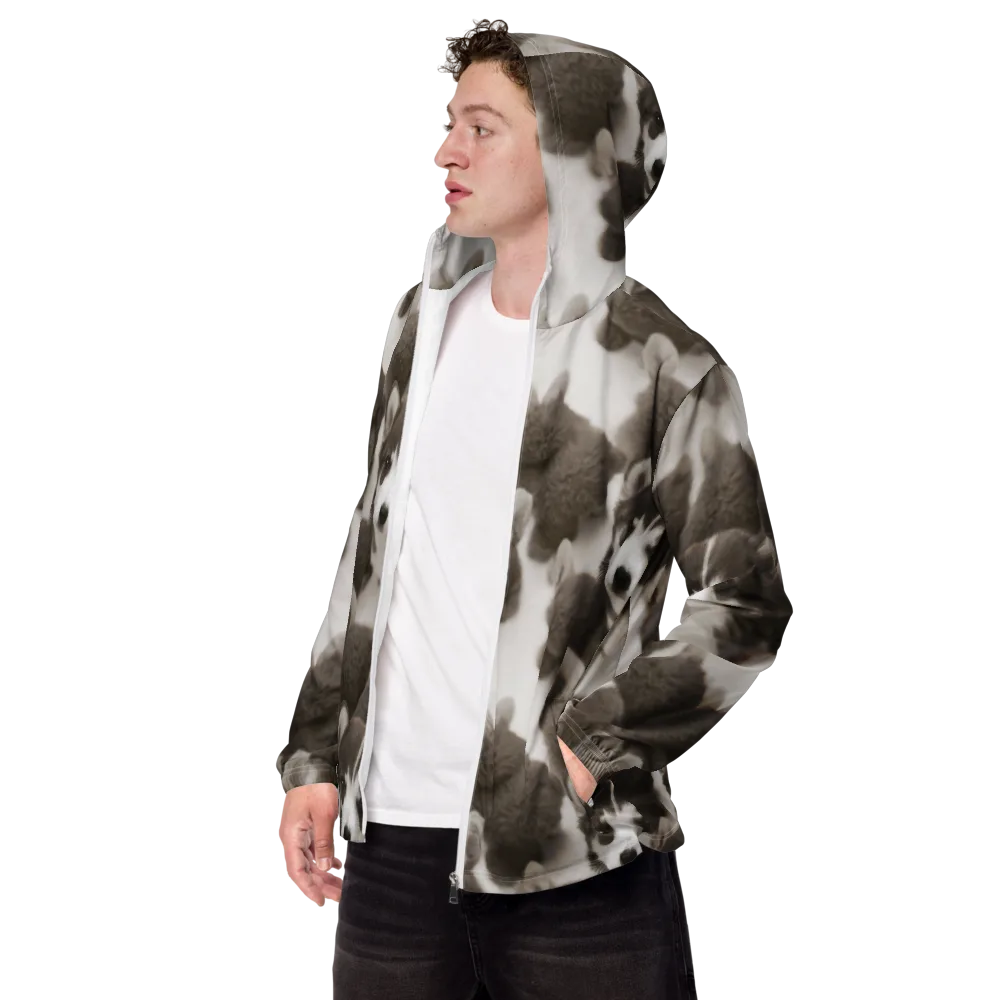 Sepia Puppy Parade on Men's Windbreaker — Left Front