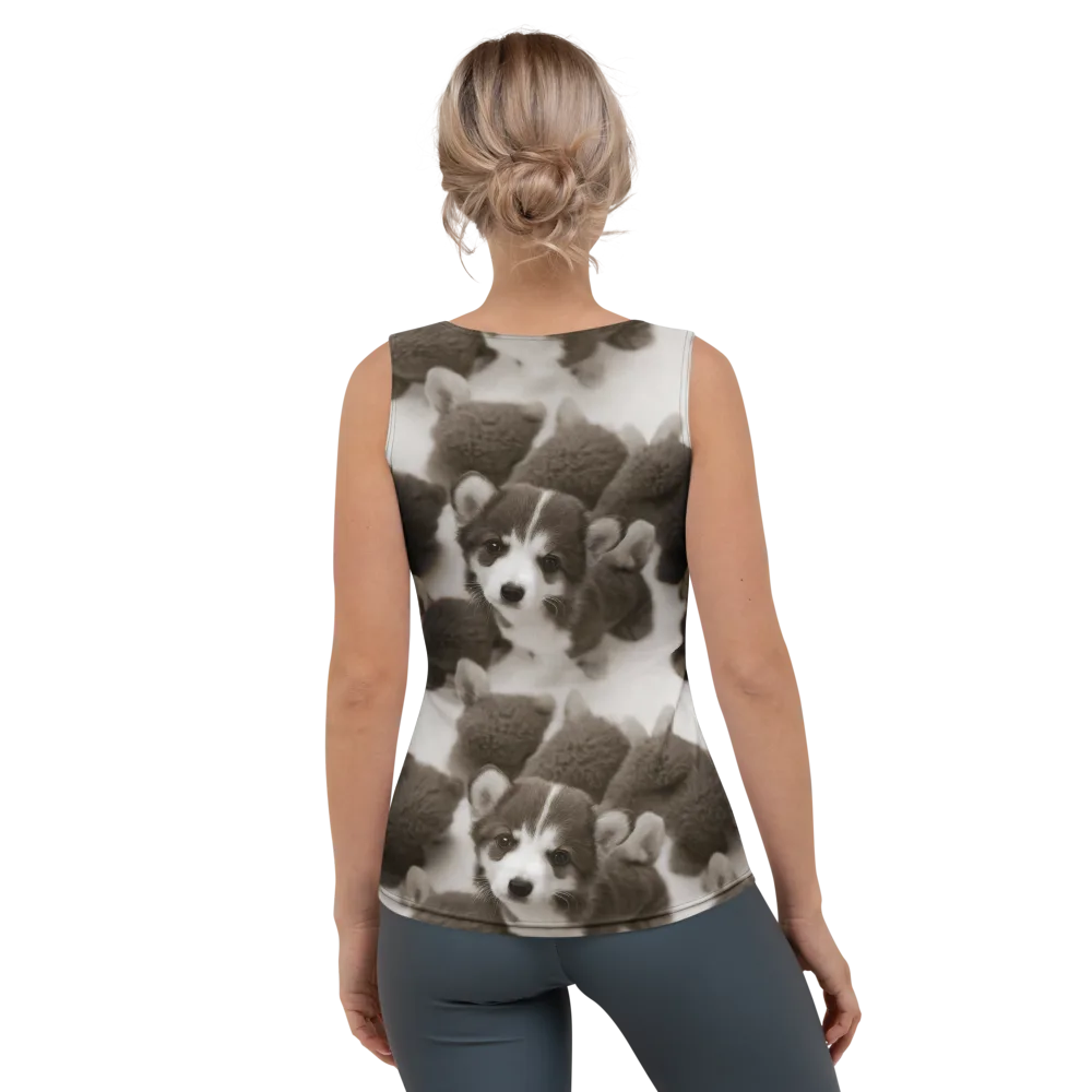 Sepia Puppy Parade on Women's Tank Top — Back