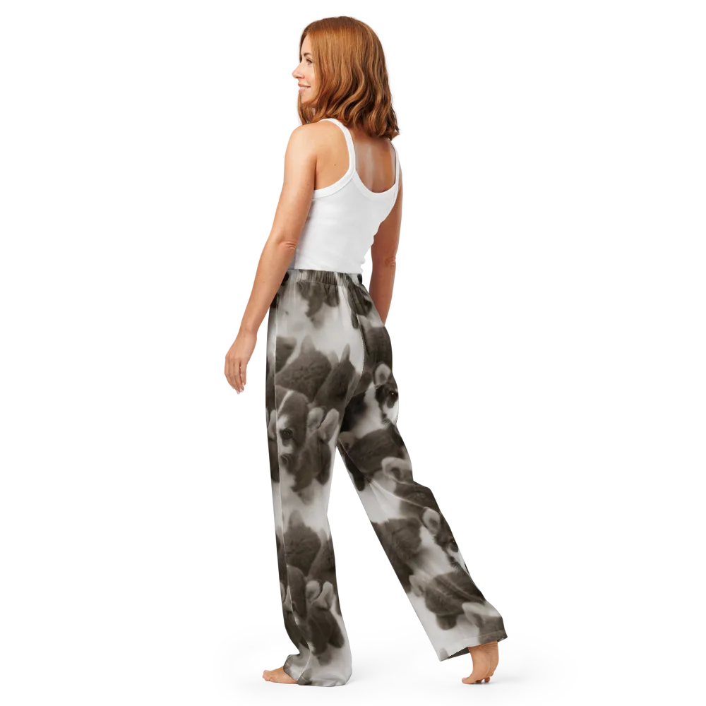 Sepia Puppy Parade on Women's Pajama Pants — Back