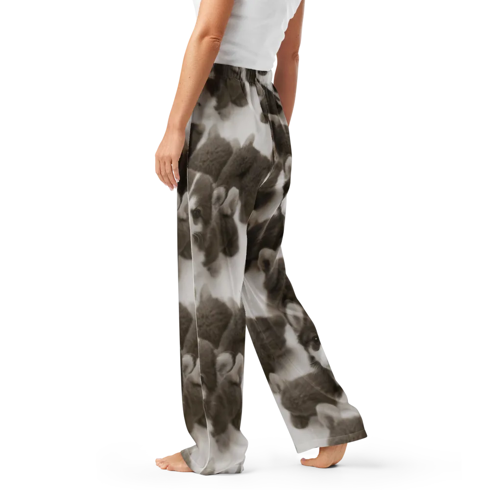 Sepia Puppy Parade on Women's Pajama Pants — Left