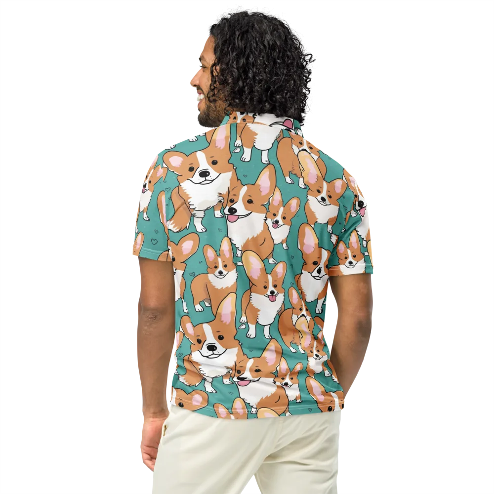 Corgi Carnival on Men's Slim Fit Polo Shirt — Back