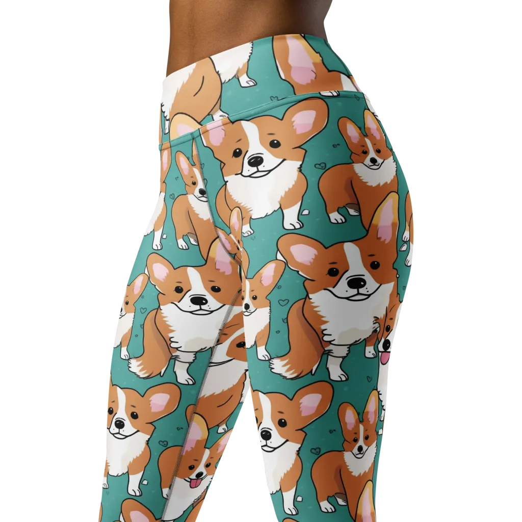 Corgi Carnival on Yoga Leggings — Left Front