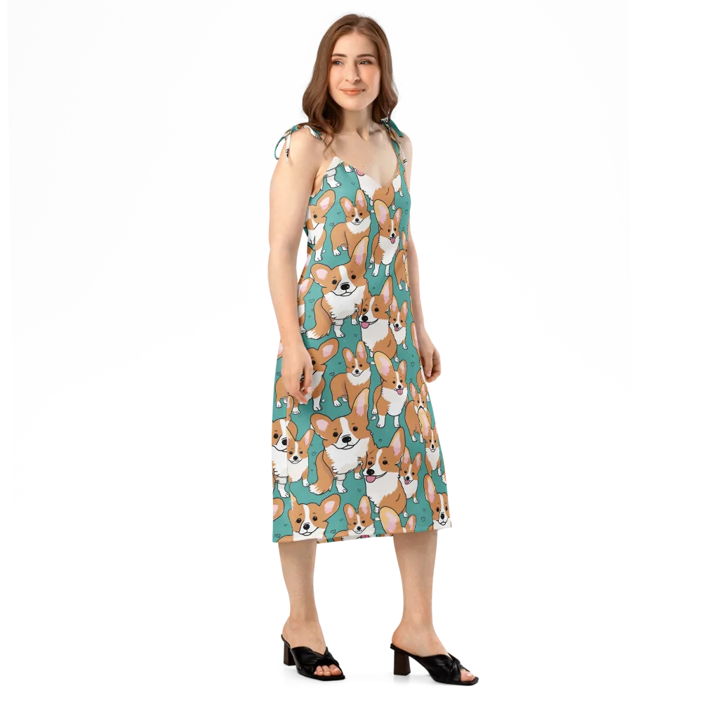 Corgi Carnival on Slip Dress — Right Front