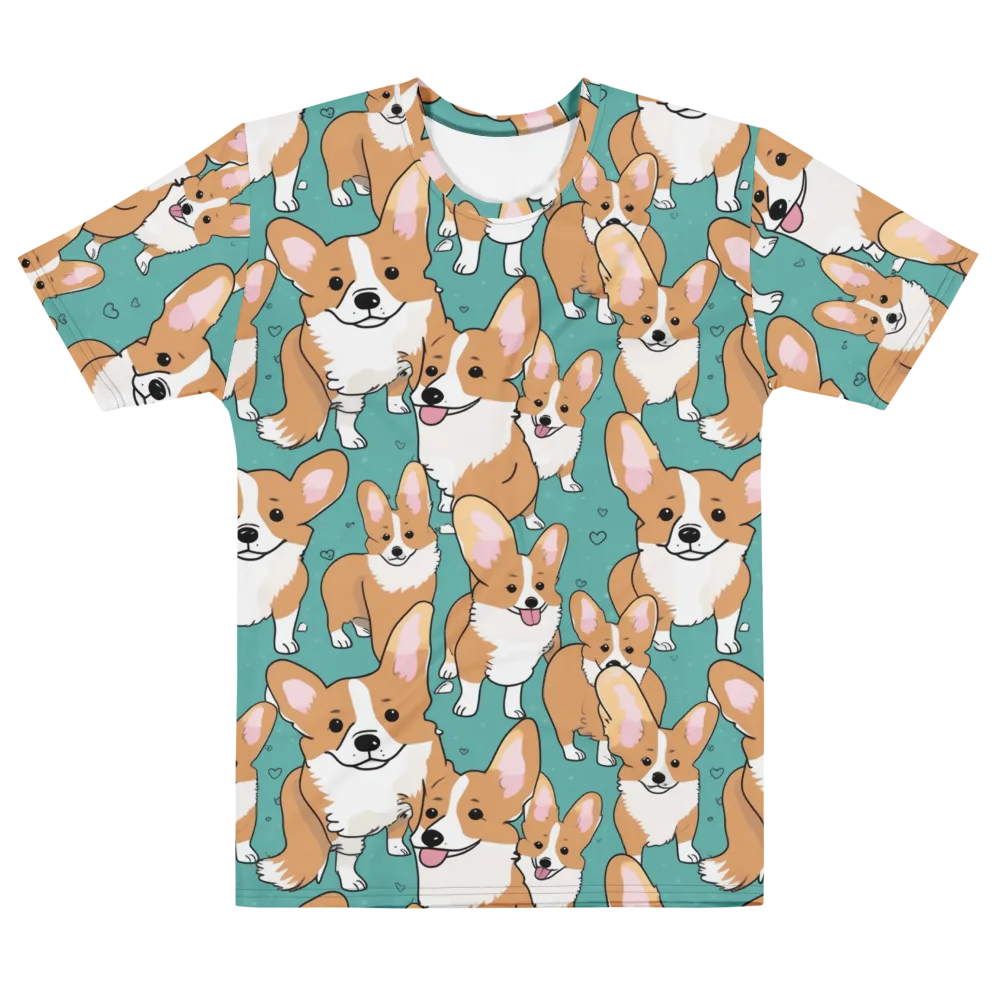 Corgi Carnival on Men's Cotton Crew Neck T-Shirt — Front