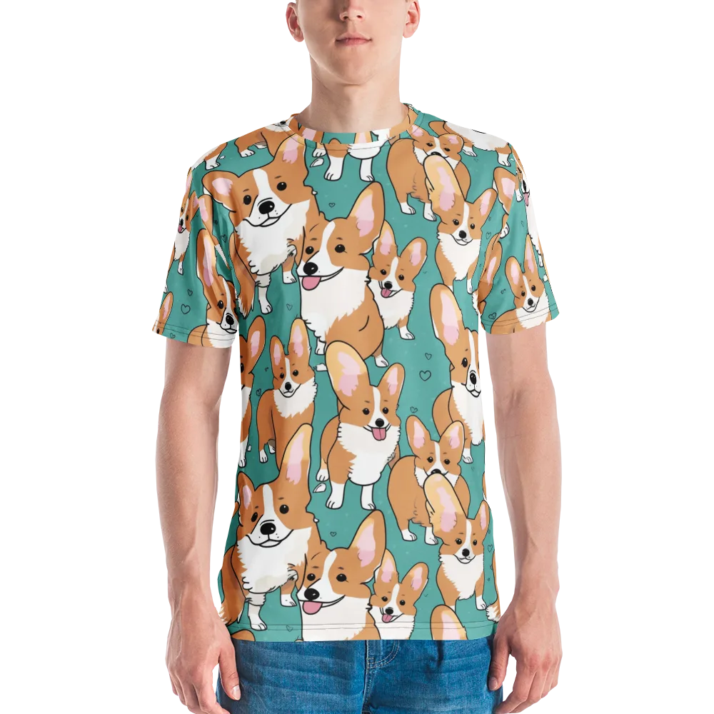 Corgi Carnival on Men's Crew Neck T-Shirt — Front