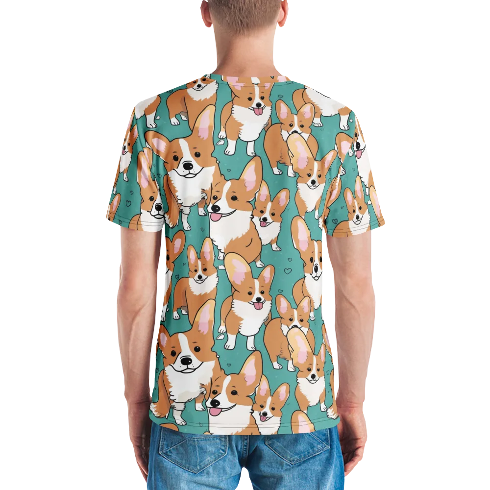 Corgi Carnival on Men's Crew Neck T-Shirt — Back