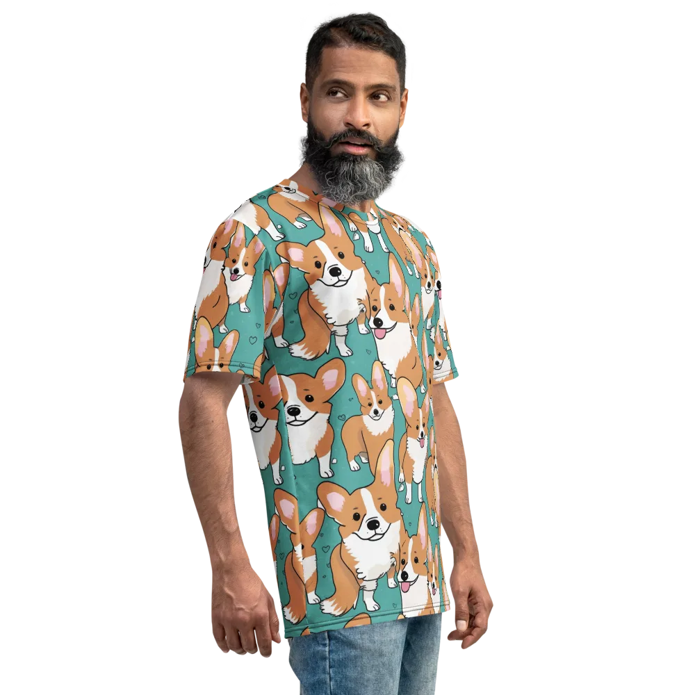Corgi Carnival on Men's Crew Neck T-Shirt — Right
