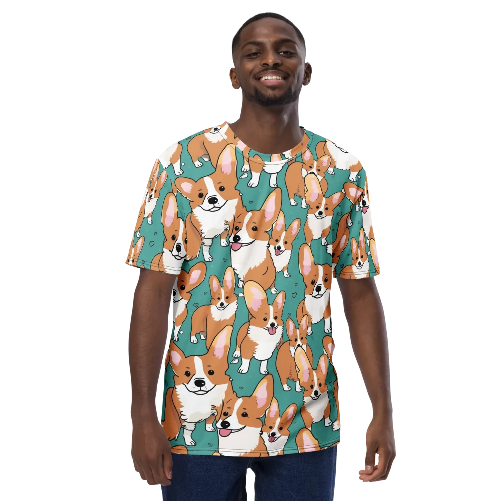 Corgi Carnival on Men's Crew Neck T-Shirt — Front