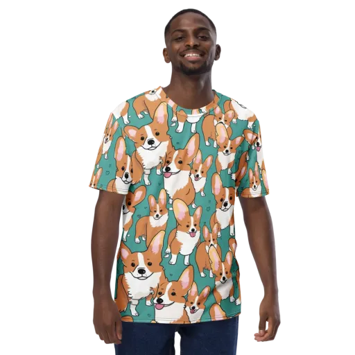 Corgi Carnival on a Men's Crew Neck T-Shirt
