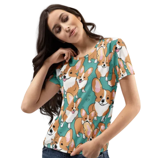 Corgi Carnival on a Women's Crew Neck T-Shirt