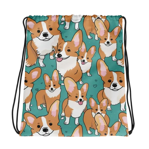 Corgi Carnival on a Drawstring Bag