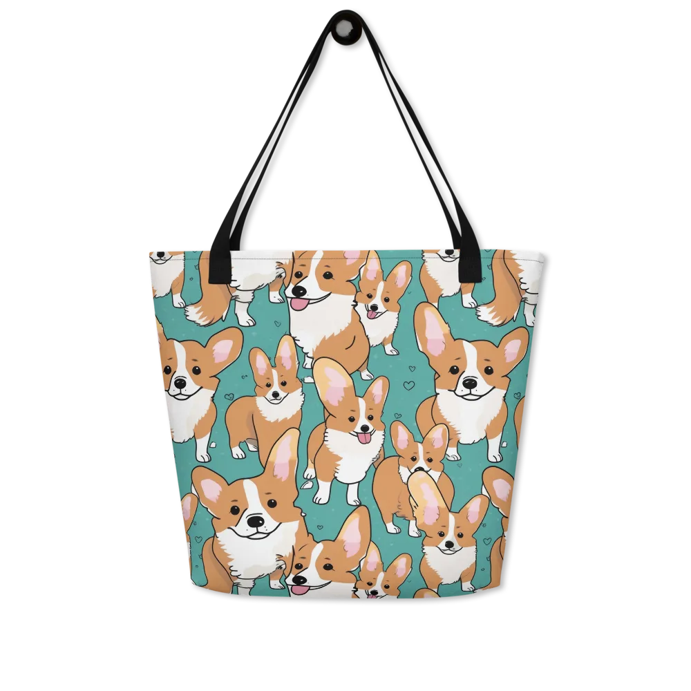 Corgi Carnival on Large Tote Bag W/ Pocket — Front