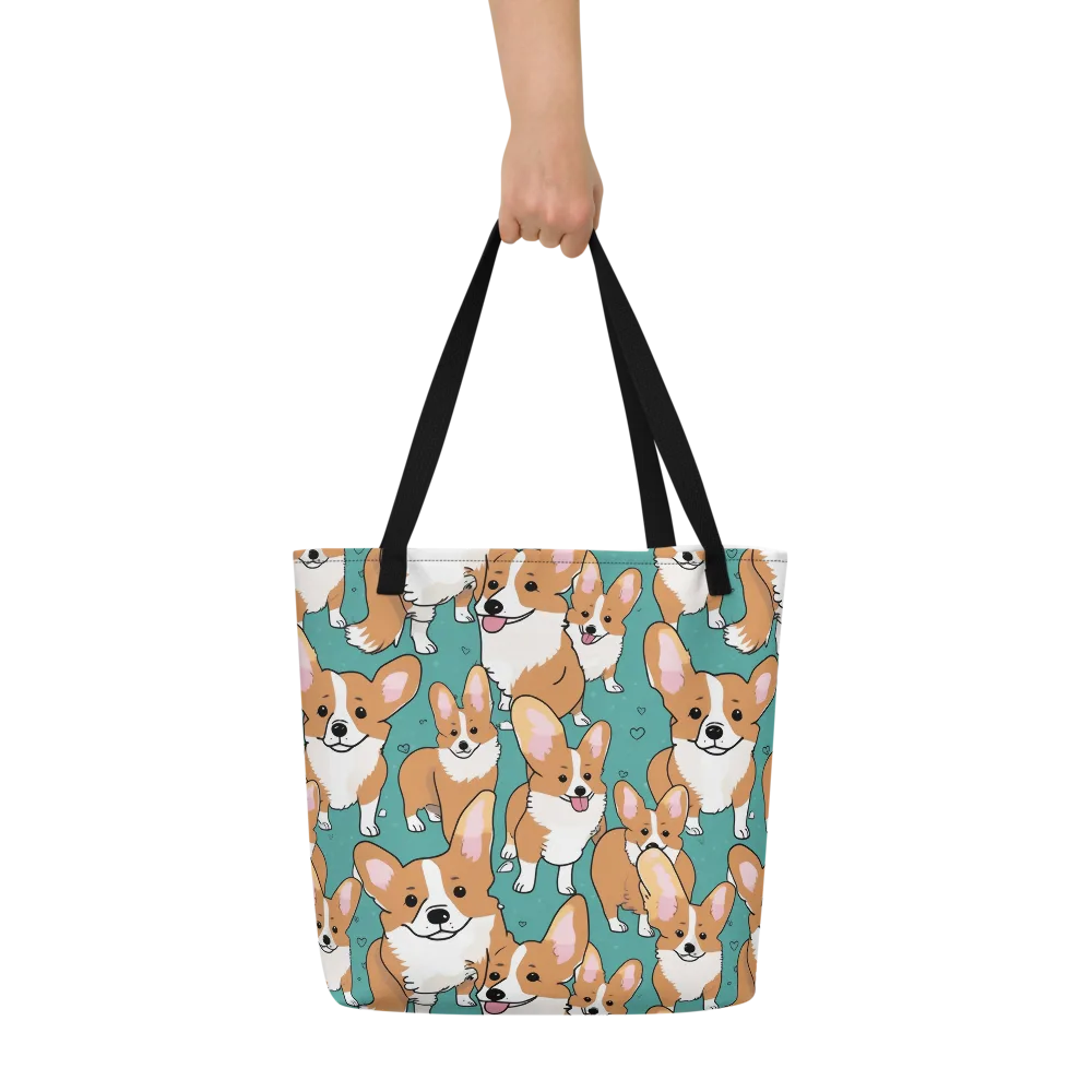 Corgi Carnival on Large Tote Bag W/ Pocket — Front
