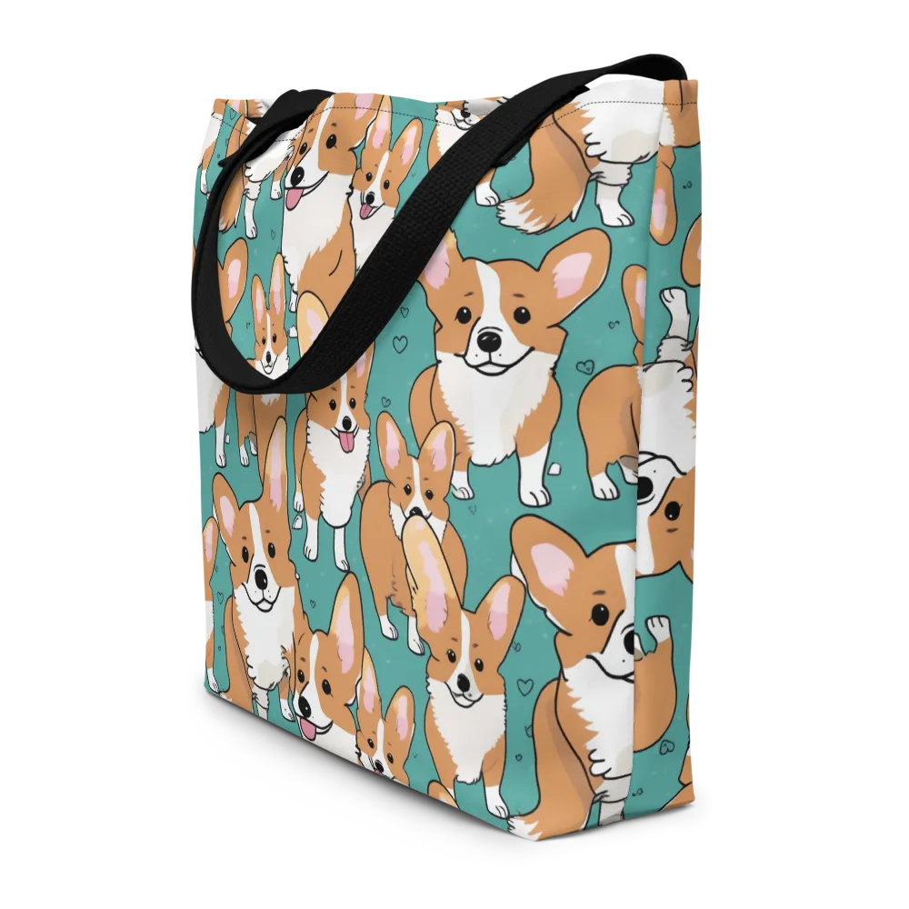 Corgi Carnival on Large Tote Bag W/ Pocket — Front