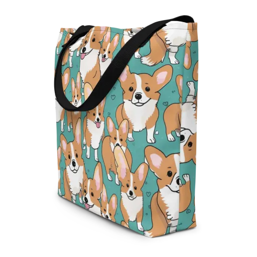 Corgi Carnival on a Large Tote Bag W/ Pocket