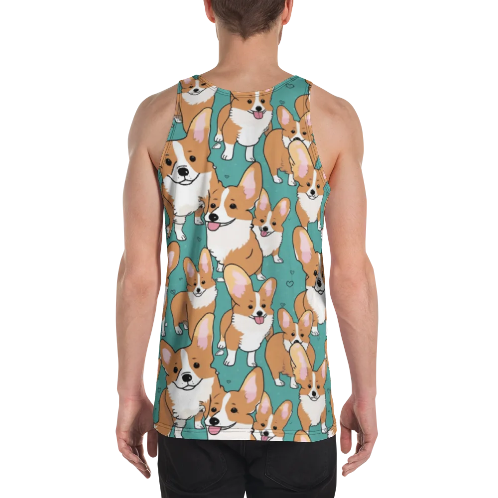 Corgi Carnival on Men's Tank Top — Back