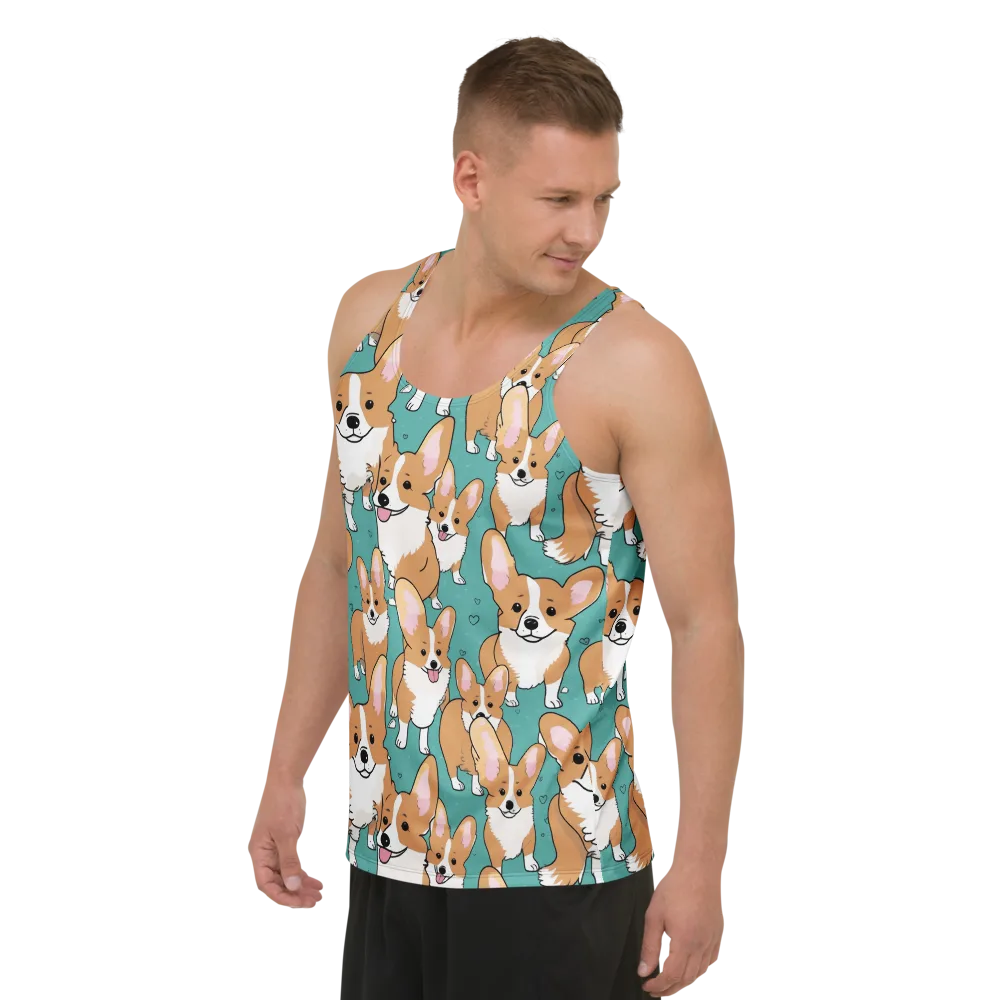Corgi Carnival on Men's Tank Top — Left Front