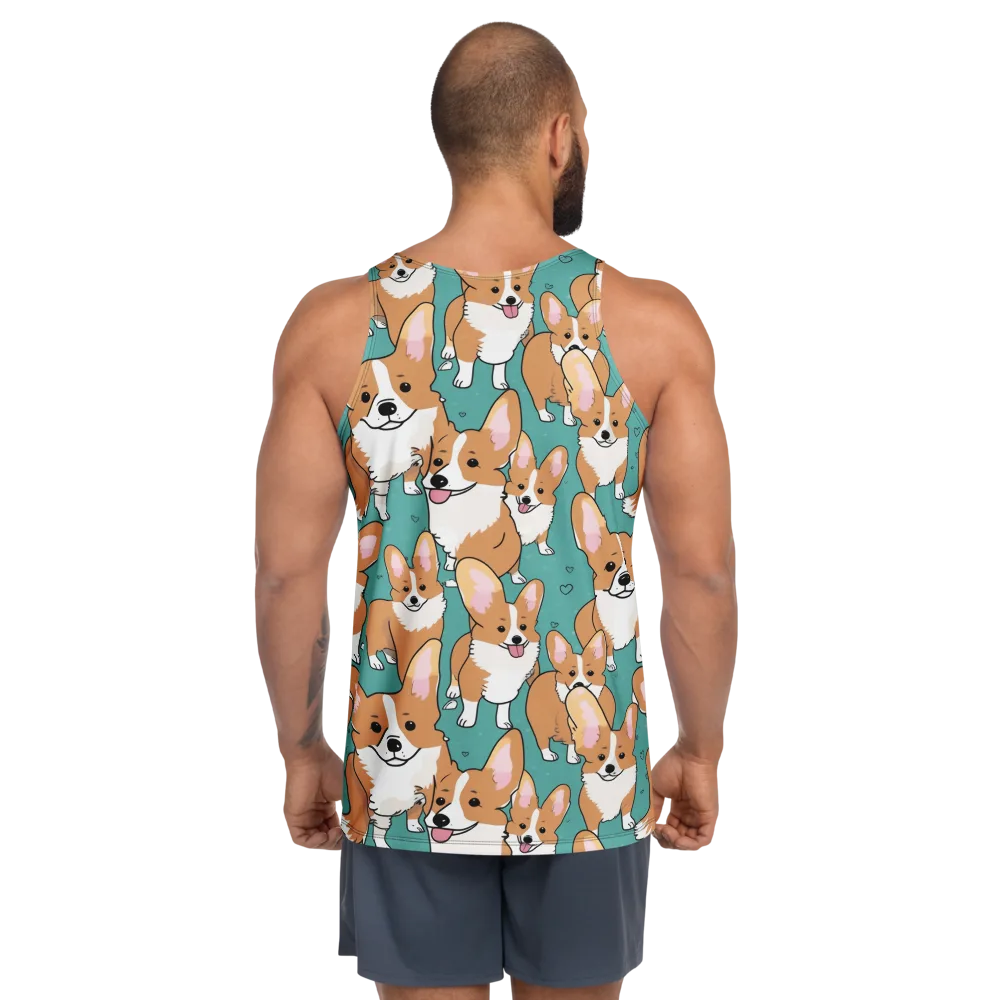 Corgi Carnival on Men's Tank Top — Back