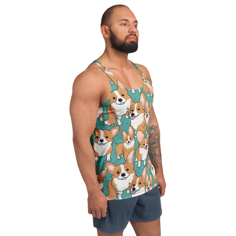 Corgi Carnival on Men's Tank Top — Right Front
