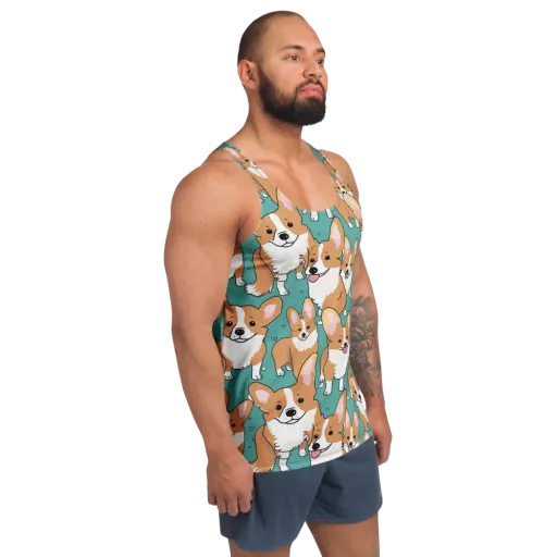 Corgi Carnival on a Men's Tank Top