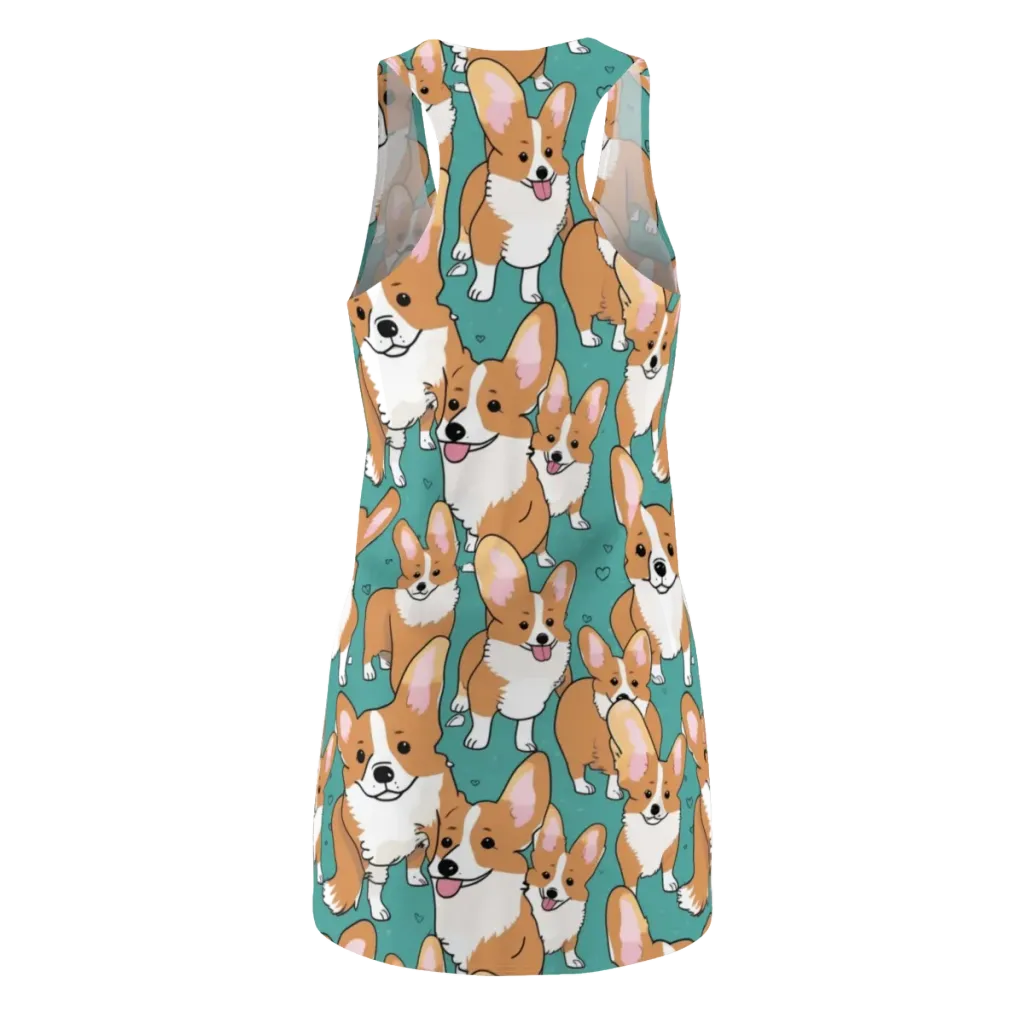 Corgi Carnival on Racerback Dress — Back