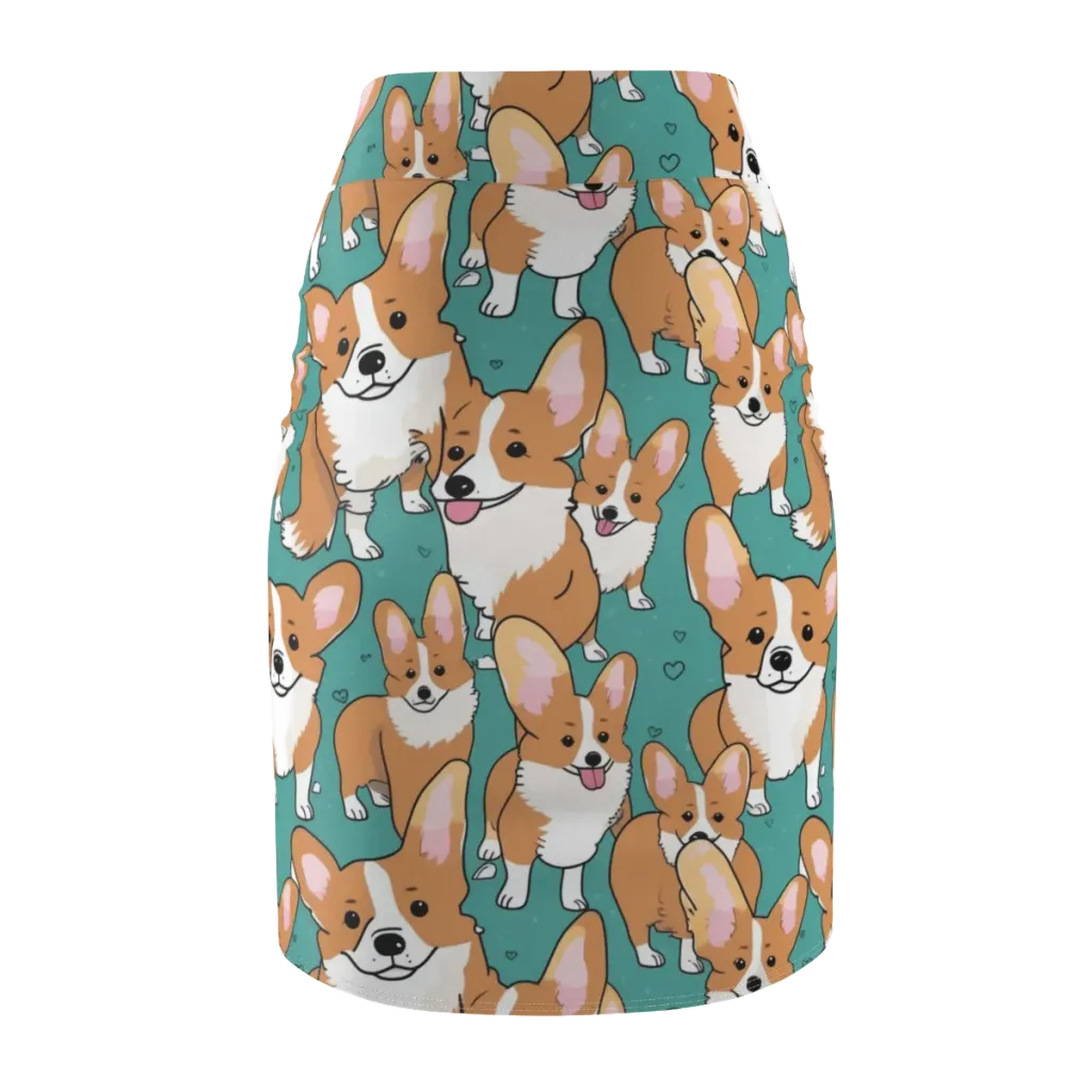 Corgi Carnival on Pencil Skirt — Back