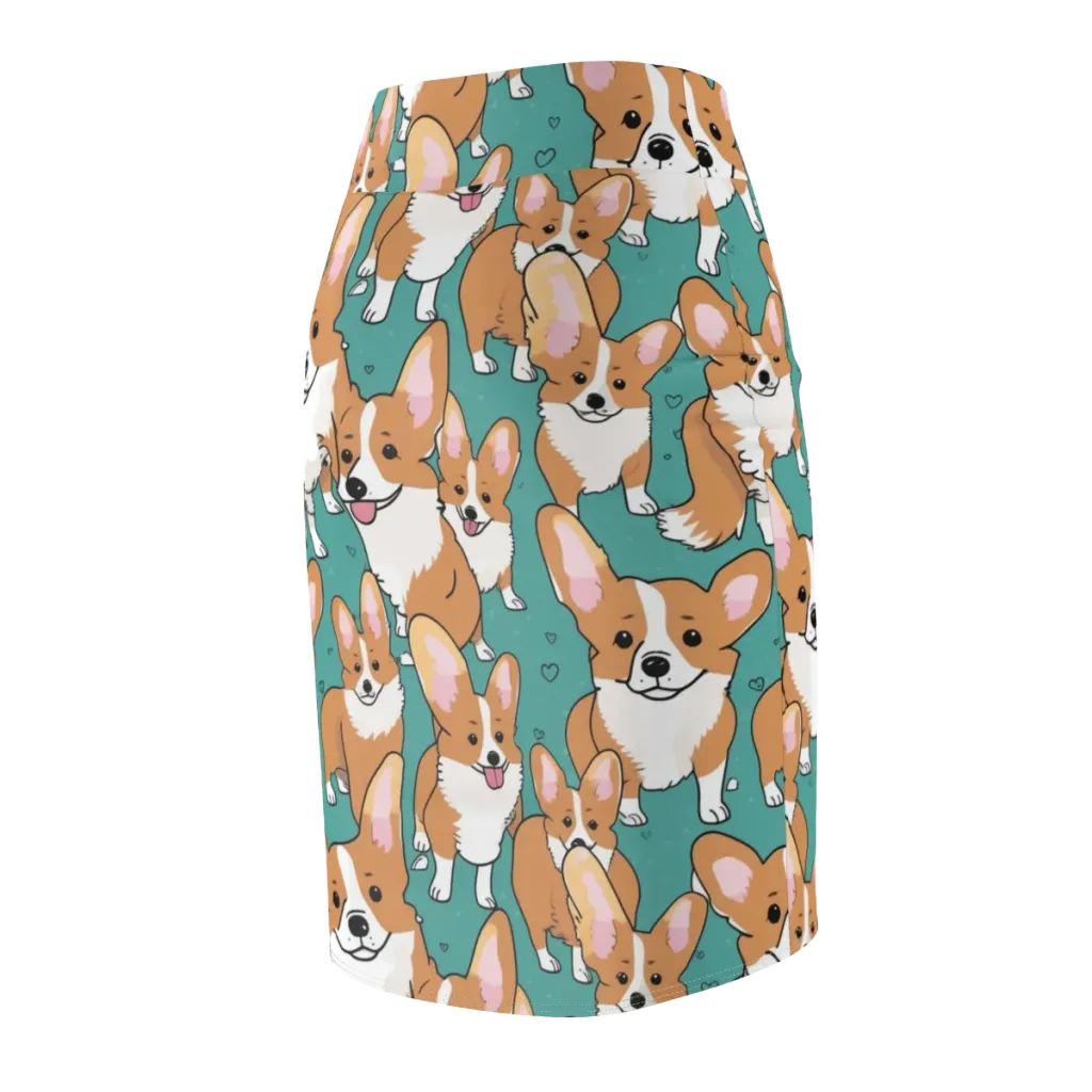 Corgi Carnival on Pencil Skirt — Back Side