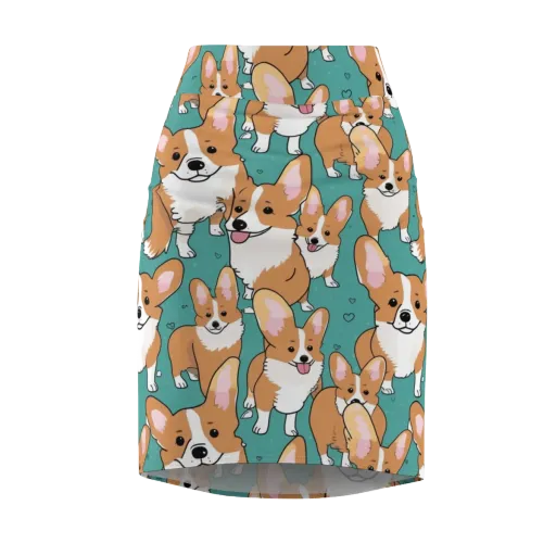 Corgi Carnival on a Pencil Skirt