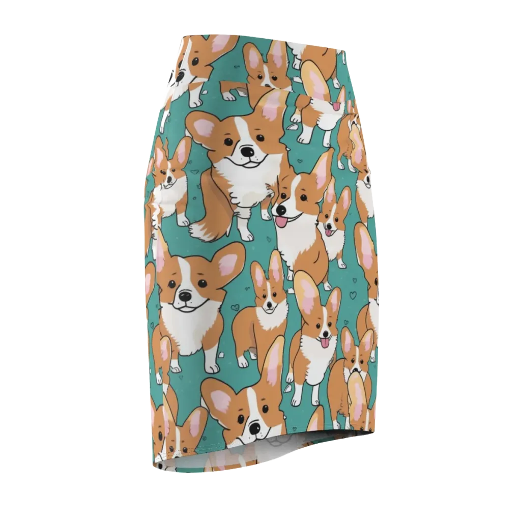 Corgi Carnival on Pencil Skirt — Front Side