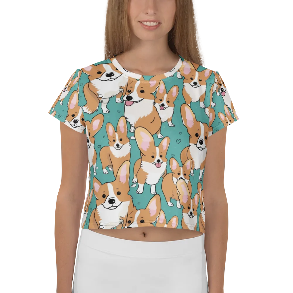 Corgi Carnival on Crop Tee — Front
