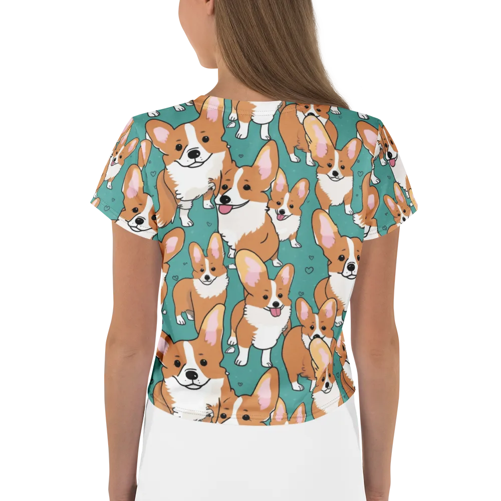 Corgi Carnival on Crop Tee — Back