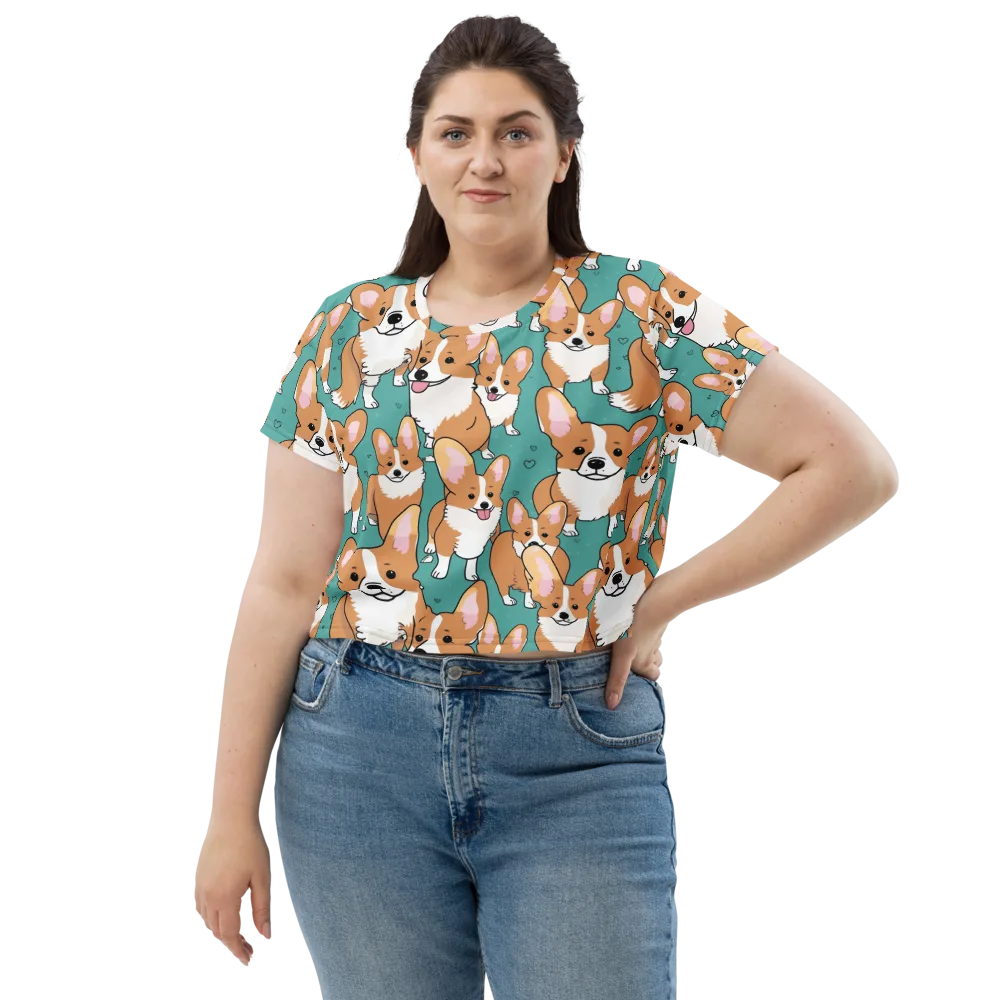 Corgi Carnival on Crop Tee — Front