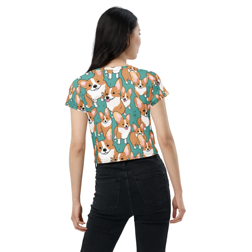 Corgi Carnival on Crop Tee — Back