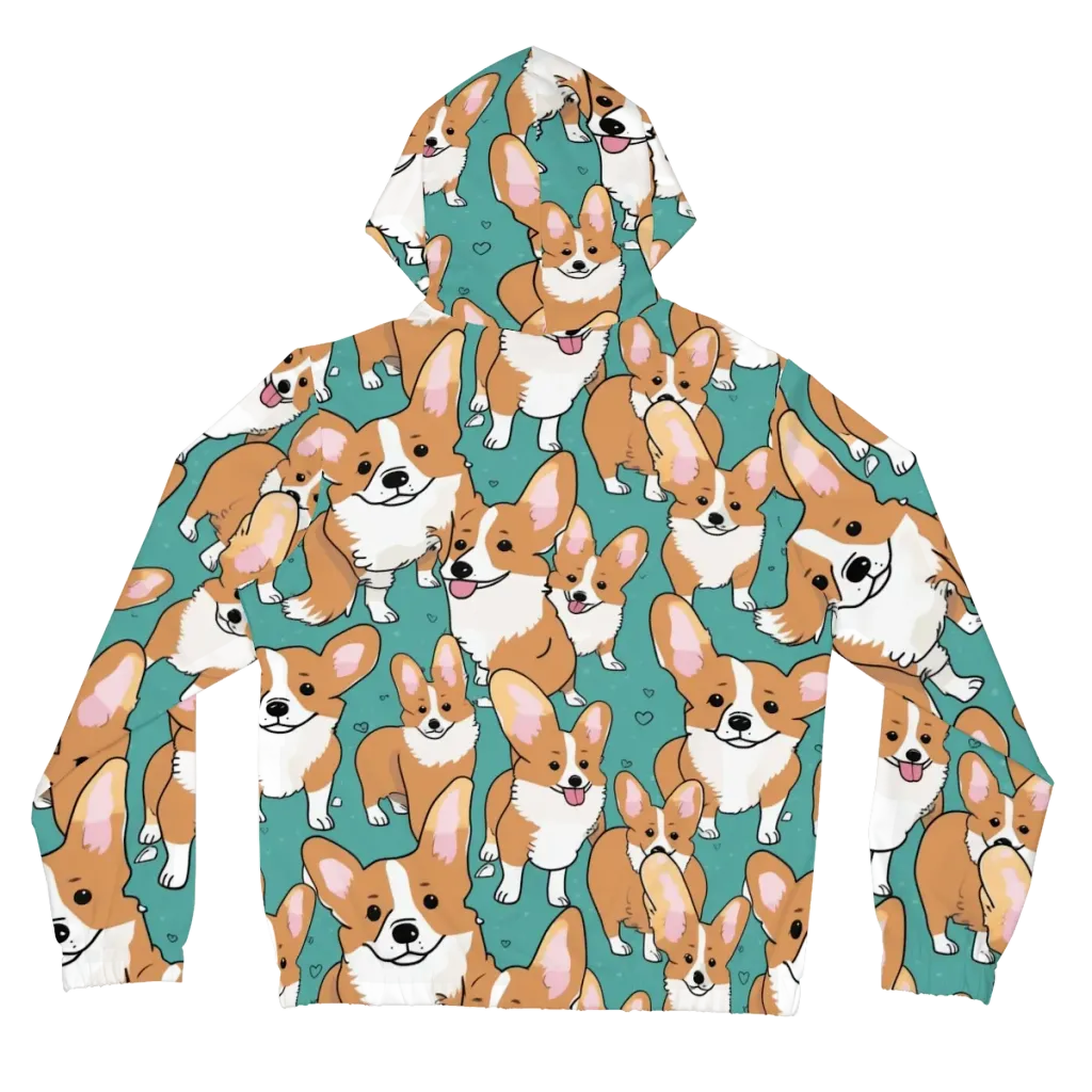 Corgi Carnival on Women's Full-Zip Hoodie — Back