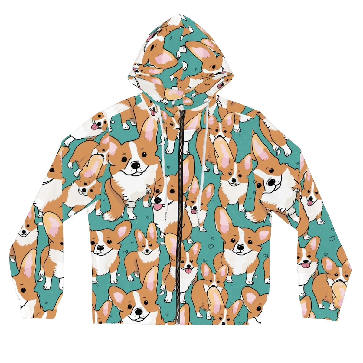 Corgi Carnival on Women's Full-Zip Hoodie — Front