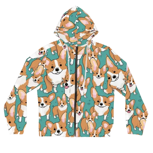 Corgi Carnival on a Women's Full-Zip Hoodie