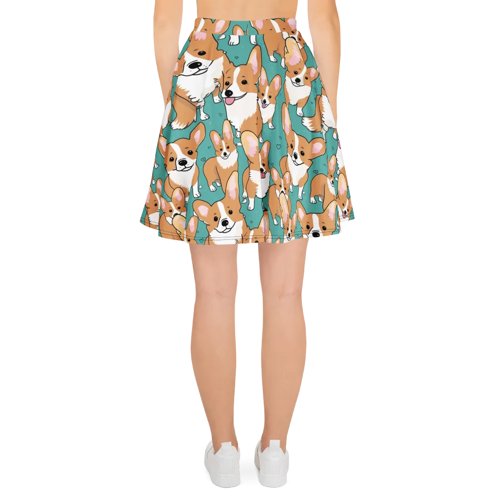 Corgi Carnival on Skater Skirt — Back