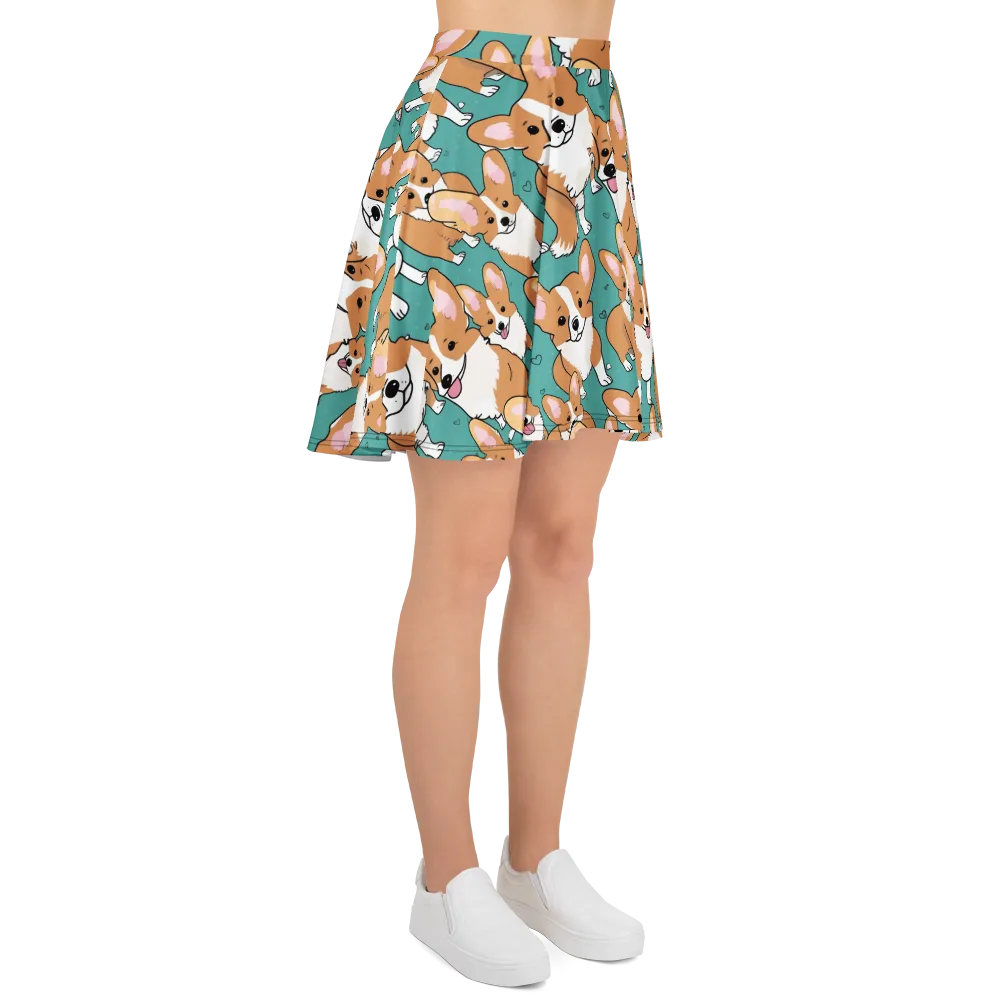 Corgi Carnival on Skater Skirt — Right