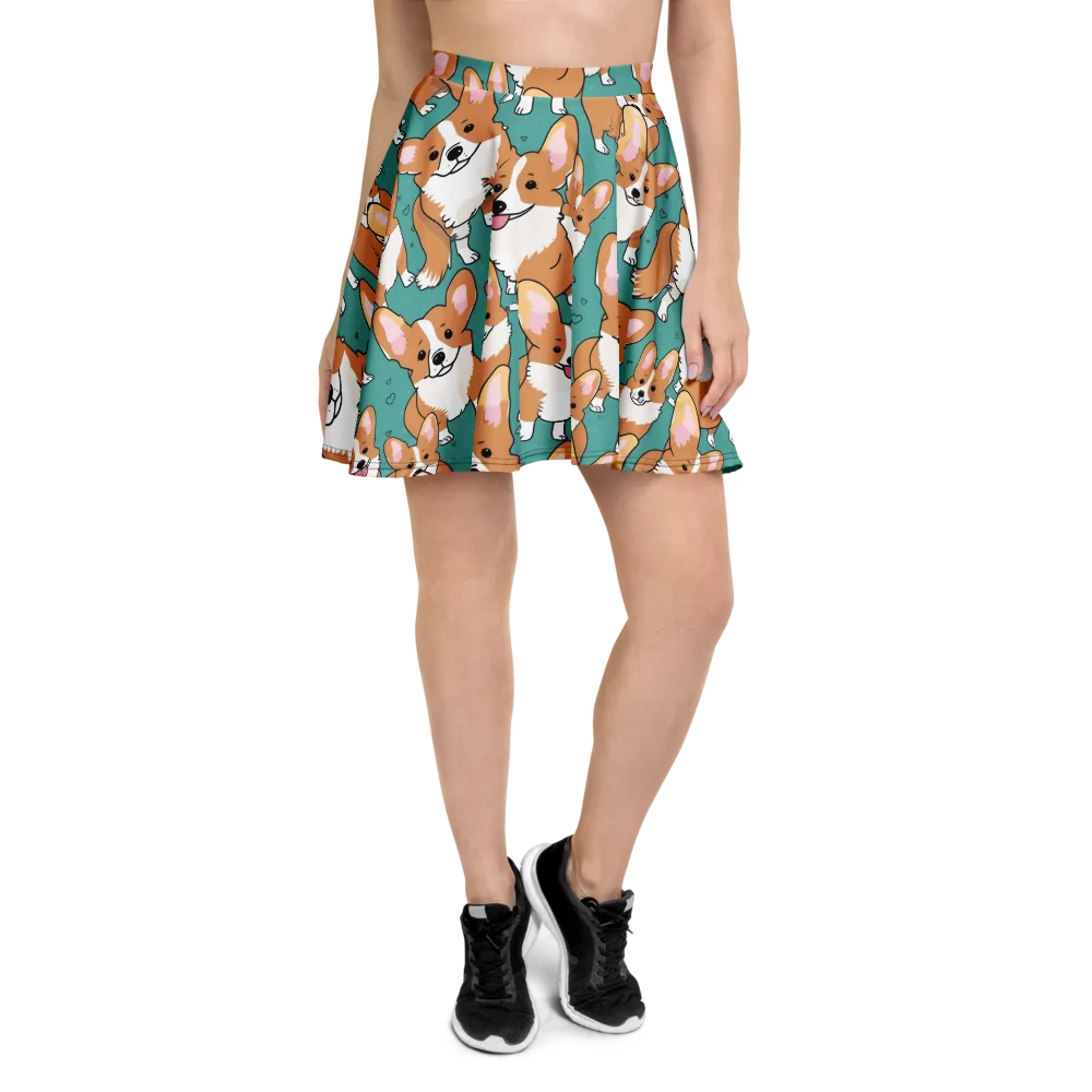 Corgi Carnival on Skater Skirt — Front