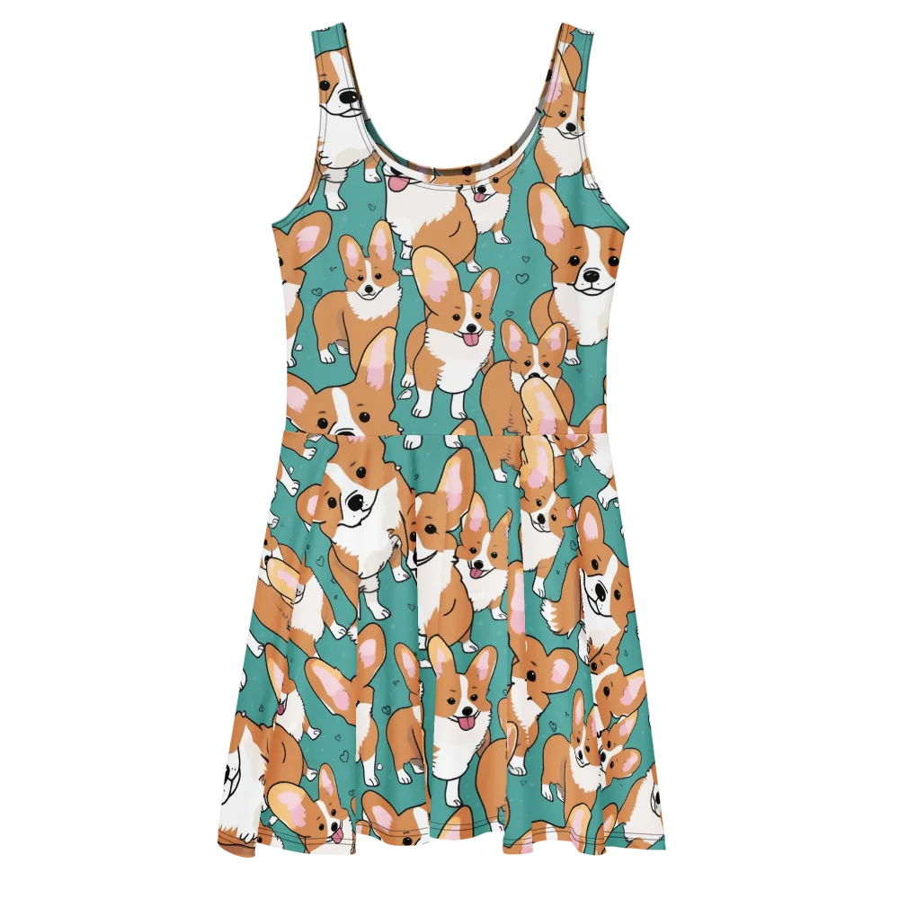 Corgi Carnival on Skater Dress — Front