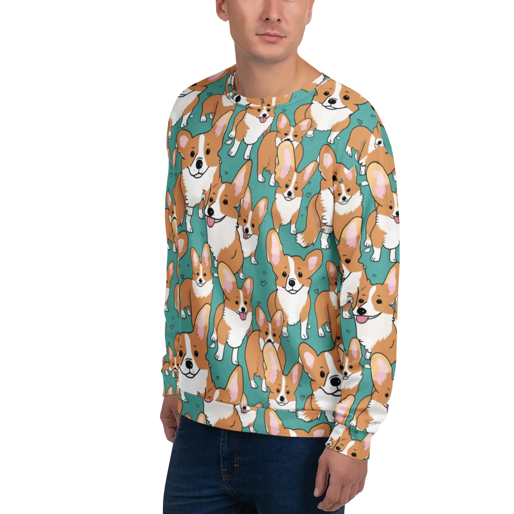 Corgi Carnival on Sweatshirt — Left Front