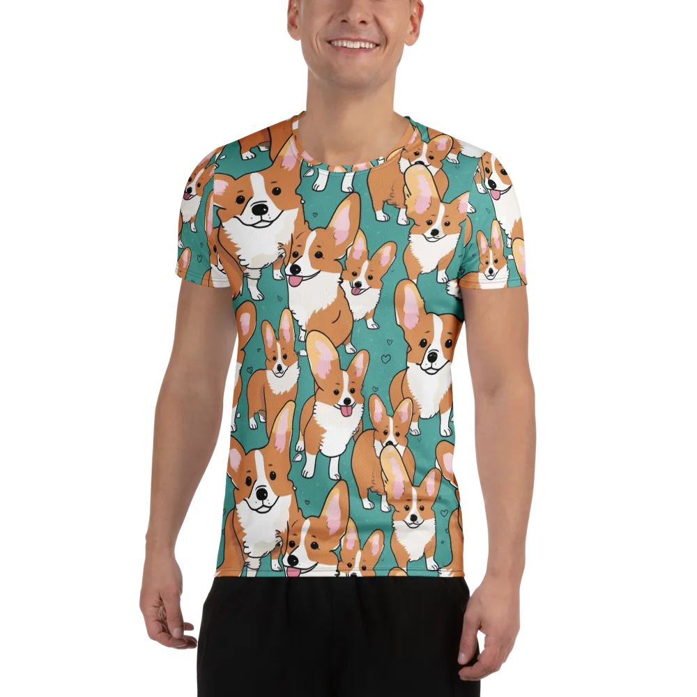 Corgi Carnival on Men's Athletic T-Shirt — Front