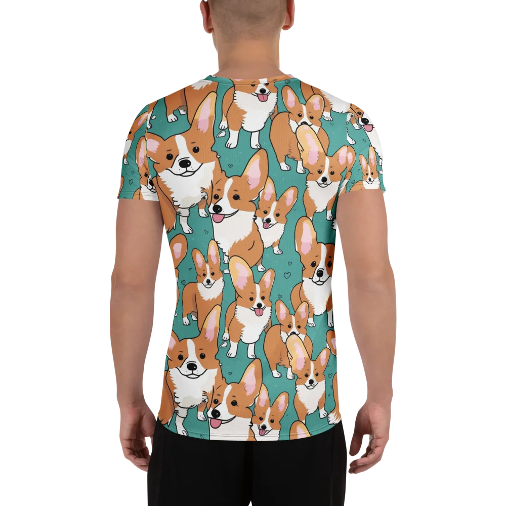 Corgi Carnival on Men's Athletic T-Shirt — Back
