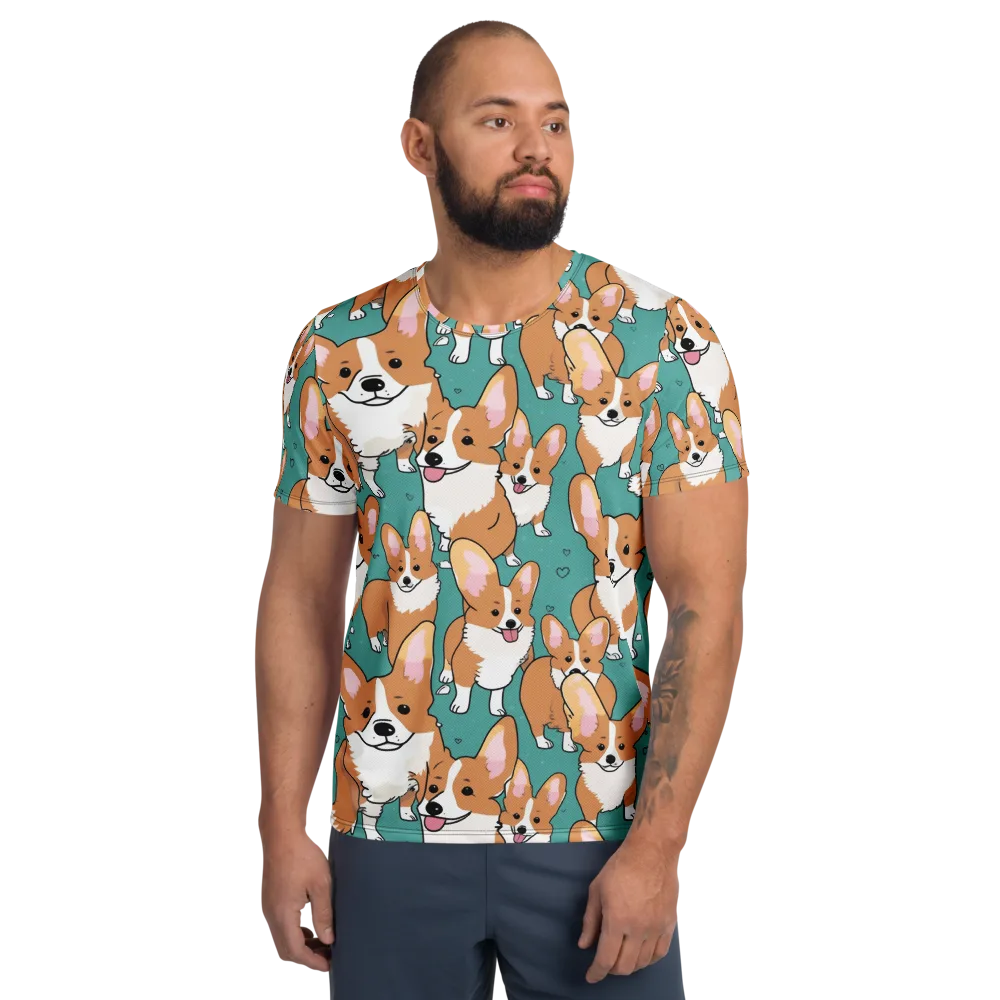 Corgi Carnival on Men's Athletic T-Shirt — Front