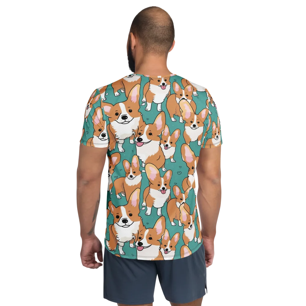 Corgi Carnival on Men's Athletic T-Shirt — Back
