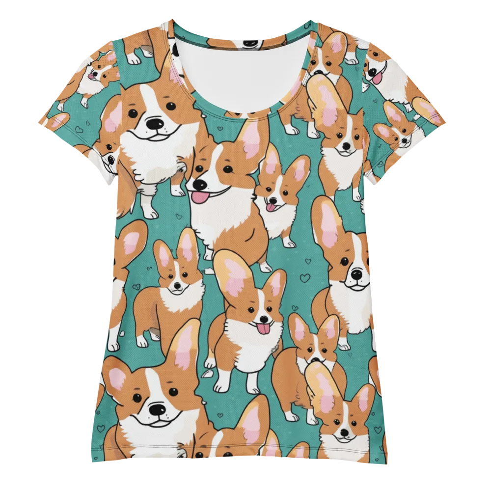 Corgi Carnival on Women's Athletic T-Shirt — Front