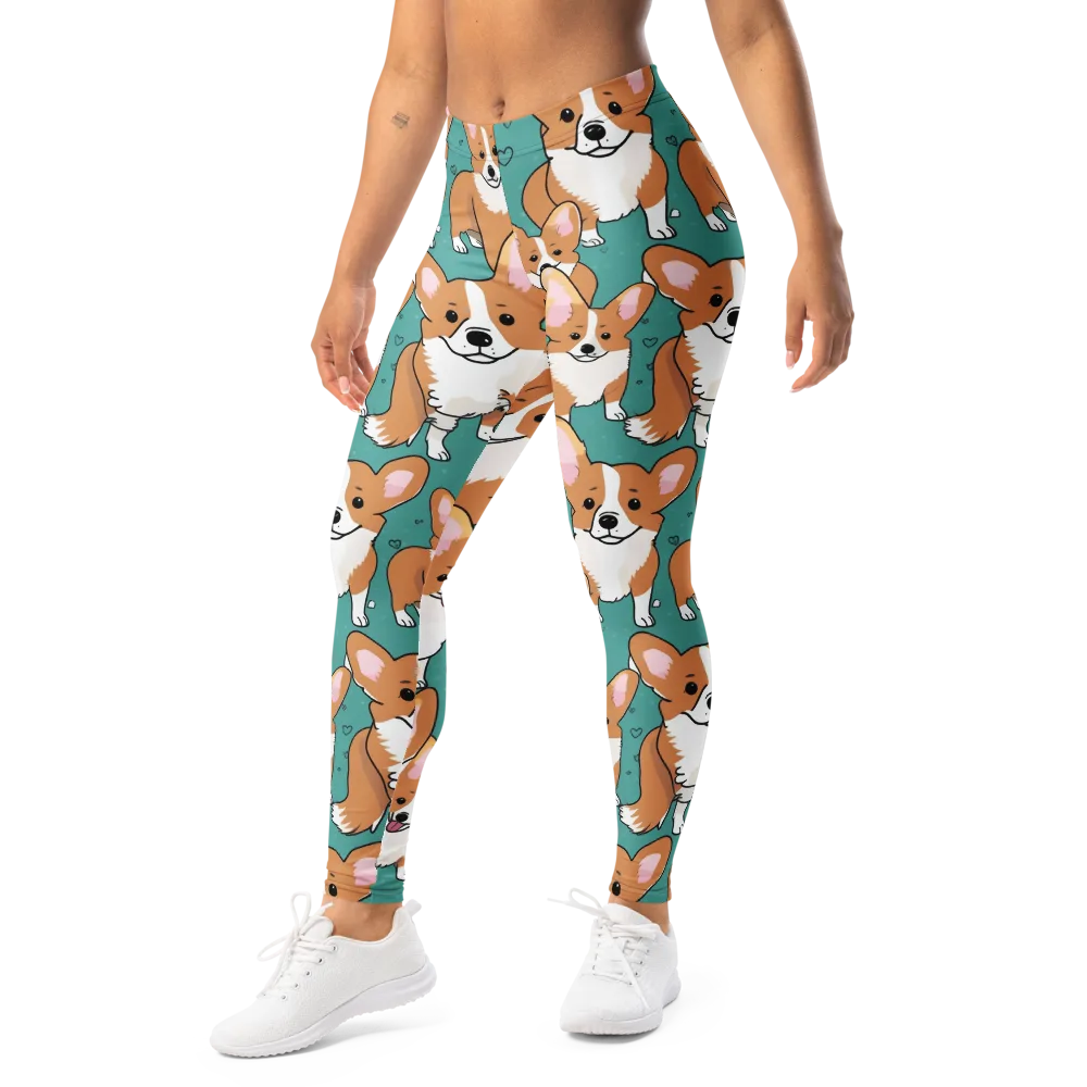 Corgi Carnival on Leggings — Left Front