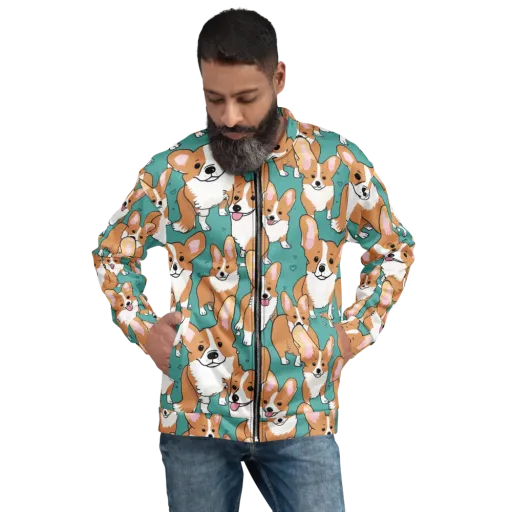 Corgi Carnival on a Bomber Jacket